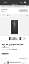 NEW 21 Cu. Ft. Counter-Depth Black Stainless Whirlpool Side-By-Side Refrigerator - Scratch & Dent
