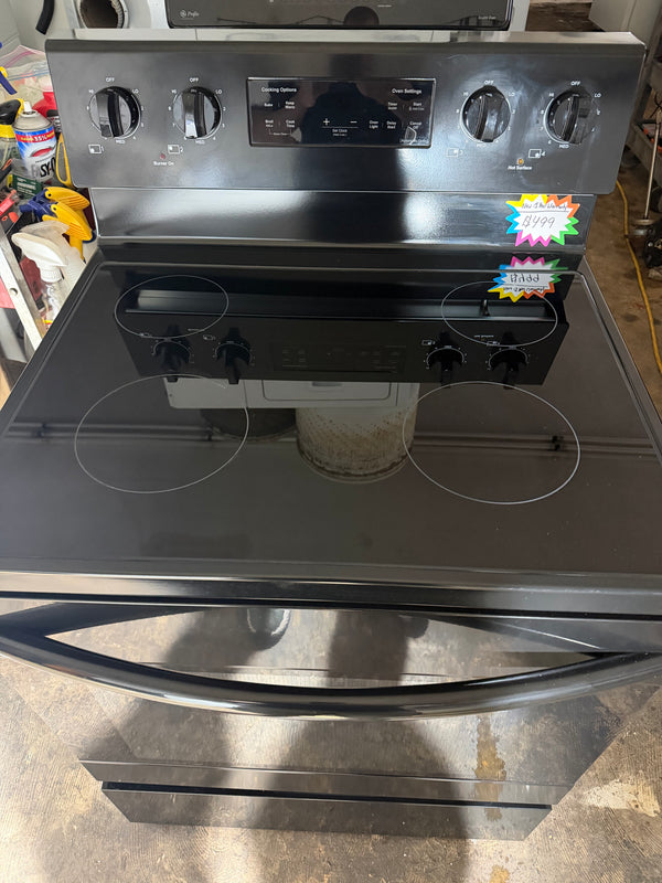 New Black Criterion Electric Glass Top Range - 1 Year Warranty Included