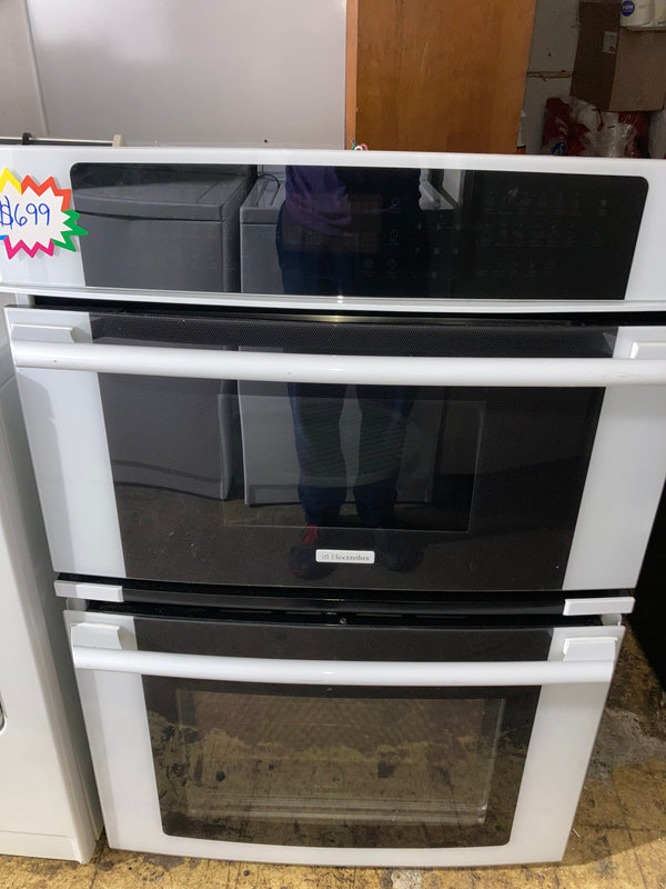 White/Black Glass Electrolux Electric Wall Oven/Microwave Combo