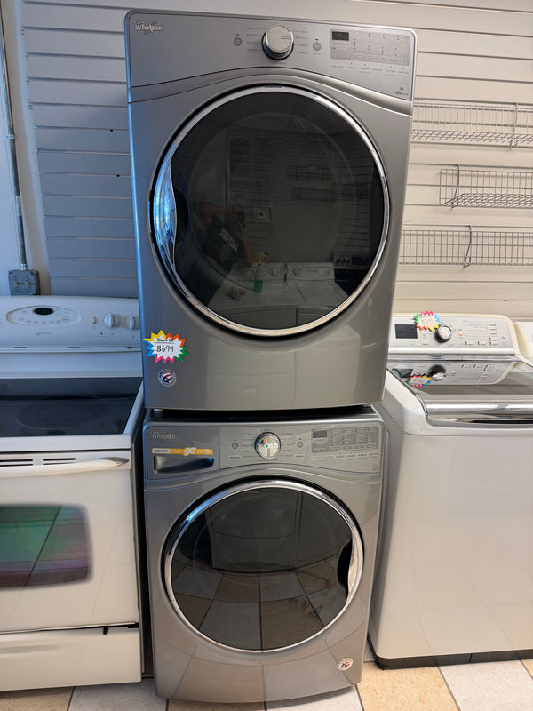 Gray Whirlpool Front Load Washer & Electric Dryer Set - Stackable or Side by Side