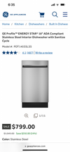 New Scratch & Dent 18” GE Profile Stainless Steel Dishwasher