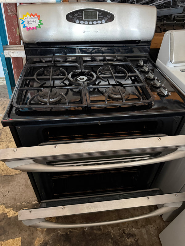 30” Maytag Gemini Stainless Steel Gas Double Oven - 5 Burner