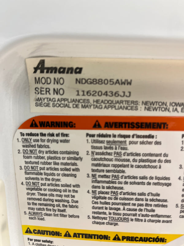 27” Amana Electric Dryer