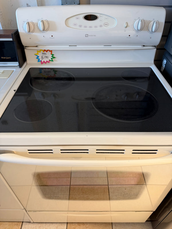 30” Bisque Maytag Glass Top Electric Range