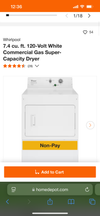 New Whirlpool Commercial Built Gas Dryer - Manufacturers Warranty Included